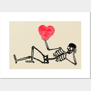 Red Heart Valentines Day Skeleton Gothic Boyfriend Him Gift Posters and Art